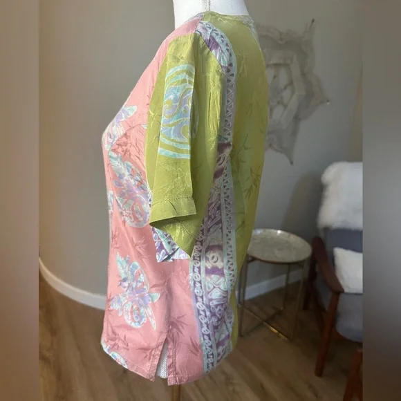 Chicos Zenergy Asian Inspired Button Down Short Sleeve Blouse Top - Picture 2 of 8